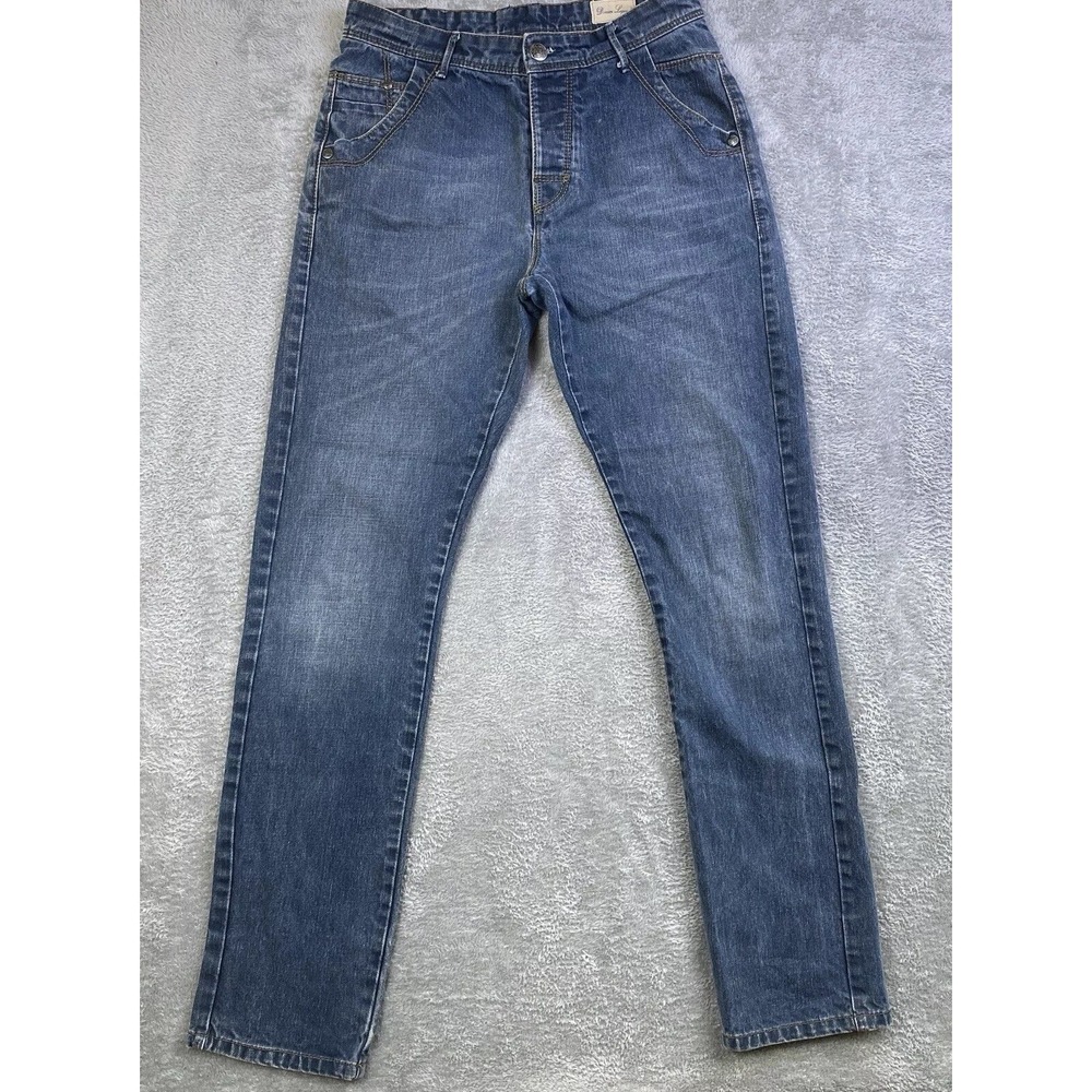 Zara Jeans Men Sz 30 Blue Denim Legend Button-Fly Skinny Straight Adjustable